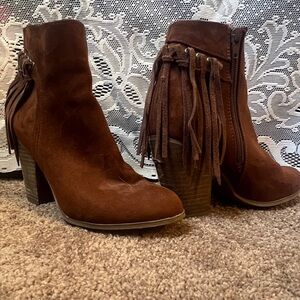 Carlos by Carlos Santana Brown Suede Fringe Booties